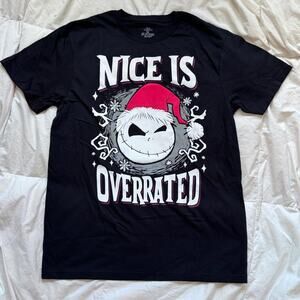 Nightmare before christmas black graphic tee sz M Jack skellington Santa claus